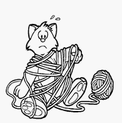 coloriage chat emele dans pelote de laine